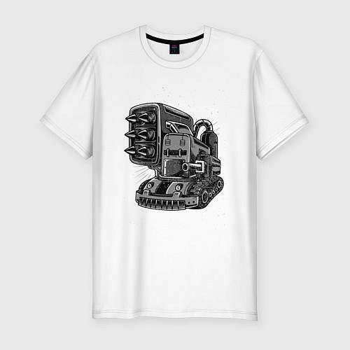 Мужская slim-футболка Steampunk Battle tank / Белый – фото 1