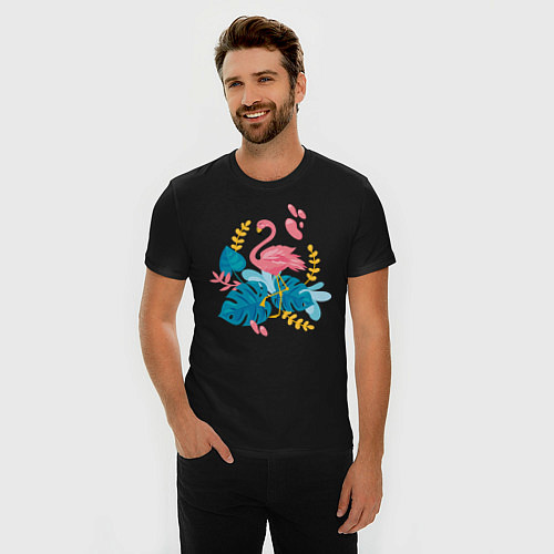 Мужская slim-футболка Фламинго / Черный – фото 3