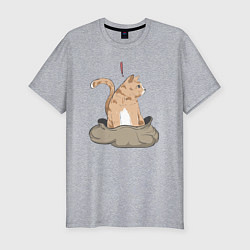 Мужская slim-футболка Кот в мешке