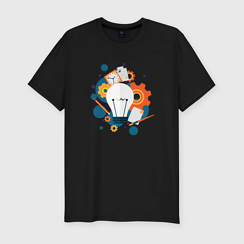 Мужская slim-футболка Наука / Черный – фото 1