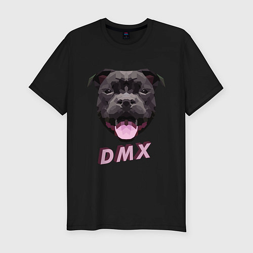 Мужская slim-футболка DMX Low Poly Boomer Dog / Черный – фото 1