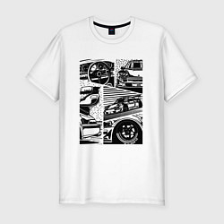 Футболка slim-fit PORSCHE ПОРШЕ КОЛЛАЖ, цвет: белый