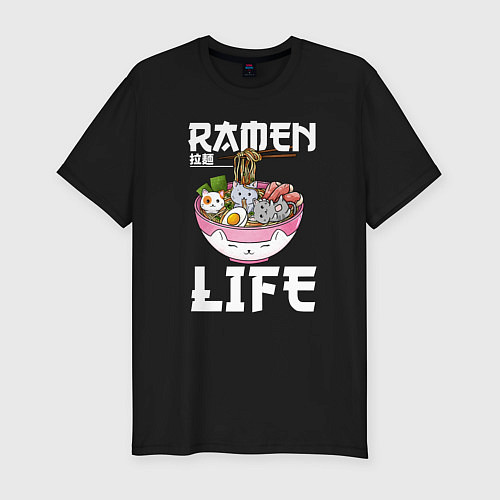 Мужская slim-футболка Ramen life / Черный – фото 1