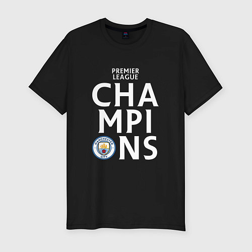 Мужская slim-футболка Manchester City Champions / Черный – фото 1