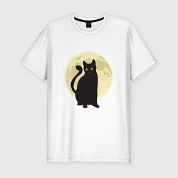 Футболка slim-fit Moon Cat, цвет: белый