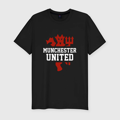 Мужская slim-футболка Manchester United Red Devils / Черный – фото 1