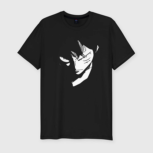 Мужская slim-футболка Луффи из аниме One Piece / Черный – фото 1