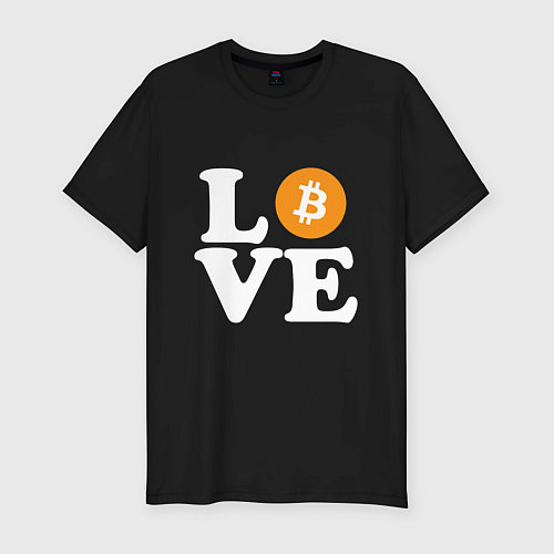 Мужская slim-футболка LOVE BITCOIN БИТКОИН БИТОК / Черный – фото 1