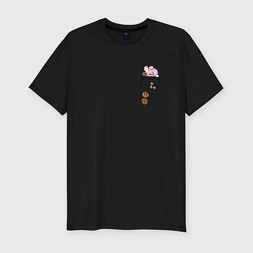 Мужская slim-футболка BT21 В КАРМАНЕ / Черный – фото 1