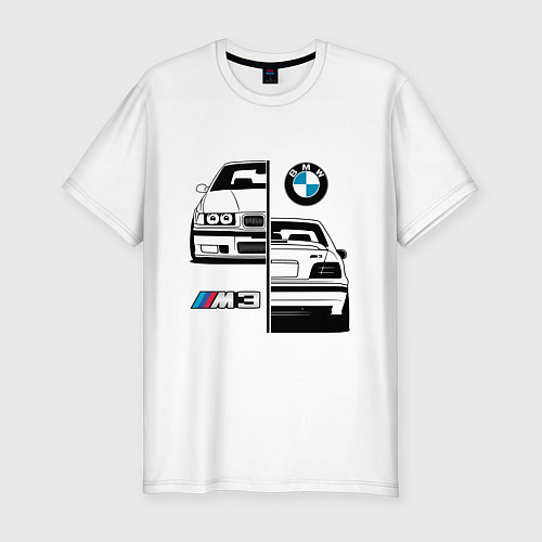Мужская slim-футболка BMW M3 E 36 БМВ М3 E 36 / Белый – фото 1