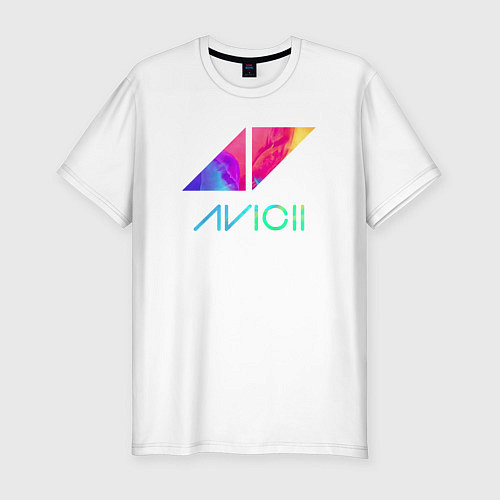 Мужская slim-футболка AVICII RAIBOW / Белый – фото 1
