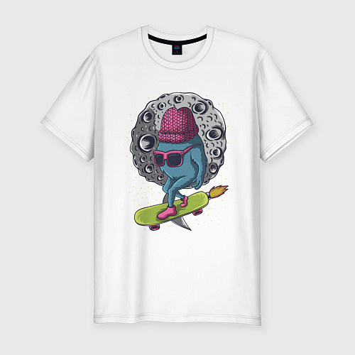 Мужская slim-футболка Монстр на скейте / Белый – фото 1