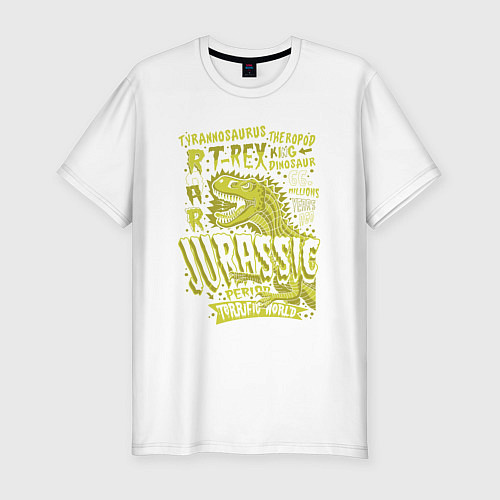 Мужская slim-футболка JURASSIC PARK T-REX / Белый – фото 1