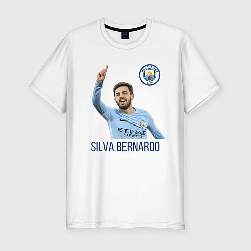 Мужская slim-футболка Silva Bernardo Манчестер Сити / Белый – фото 1