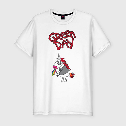 Мужская slim-футболка Green Day Unicorn / Белый – фото 1