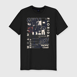 Футболка slim-fit Summer in Miami beach, цвет: черный