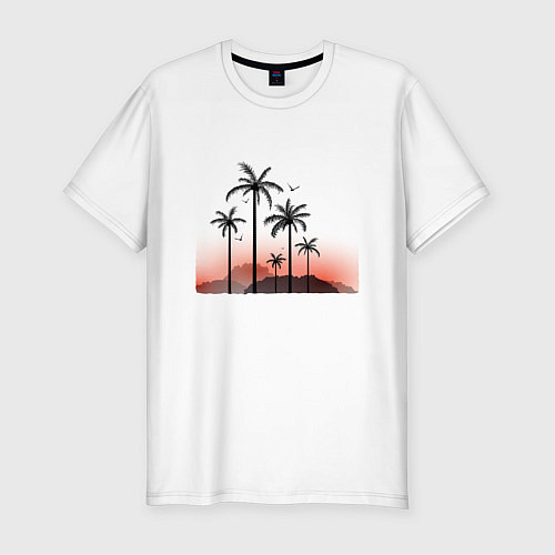 Мужская slim-футболка Palm tree / Белый – фото 1