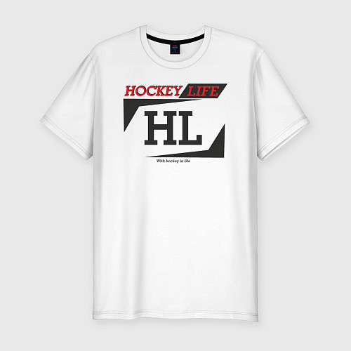 Мужская slim-футболка Hockey live big logo / Белый – фото 1