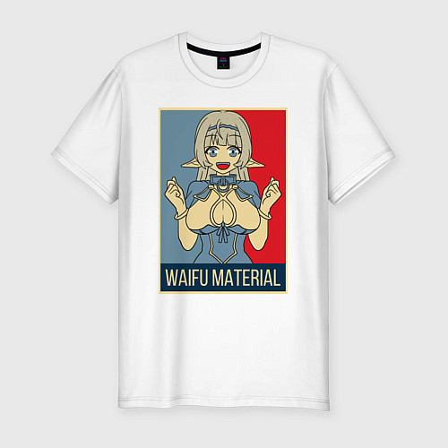 Мужская slim-футболка Waifu material / Белый – фото 1