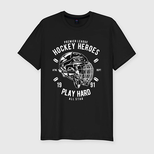 Мужская slim-футболка Хоккей PLAY HARD / Черный – фото 1
