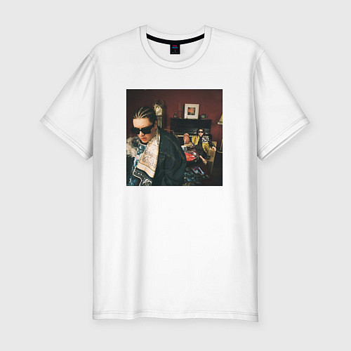 Мужская slim-футболка SALUKI & 104 СТЫД ИЛИ СЛАВА / Белый – фото 1