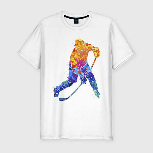Мужская slim-футболка Хоккеист / Белый – фото 1