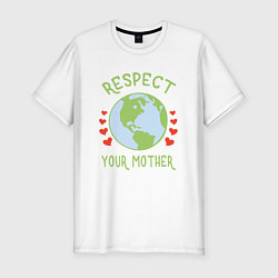 Футболка slim-fit Respect Earth, цвет: белый