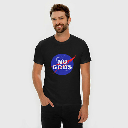 Мужская slim-футболка No Gods / Черный – фото 3
