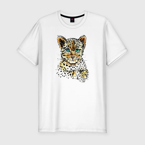 Мужская slim-футболка Леопардёнок / Белый – фото 1