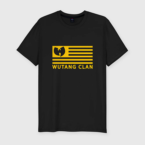 Мужская slim-футболка Wu-Tang Flag / Черный – фото 1