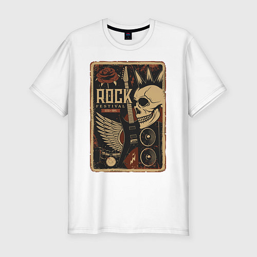 Мужская slim-футболка Rock festival / Белый – фото 1