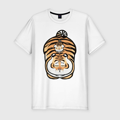 Мужская slim-футболка Семейка тигров / Белый – фото 1