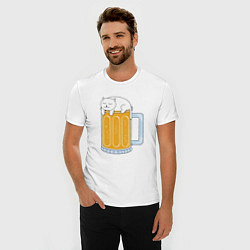 Футболка slim-fit Beer Cat, цвет: белый — фото 2