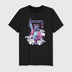 Мужская slim-футболка Vaporwave Pixel Wizard Flowers