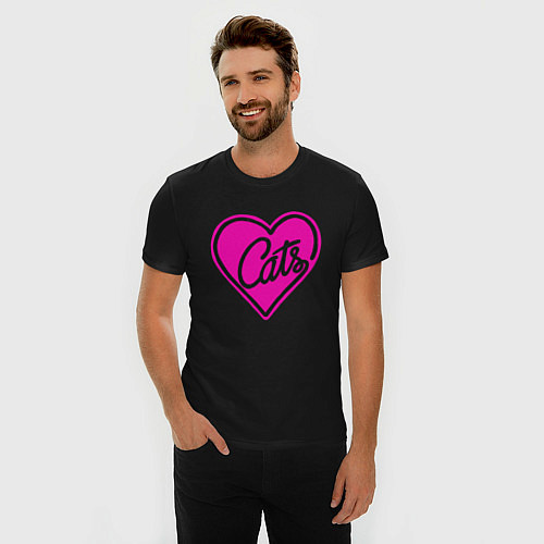 Мужская slim-футболка Love Cats / Черный – фото 3