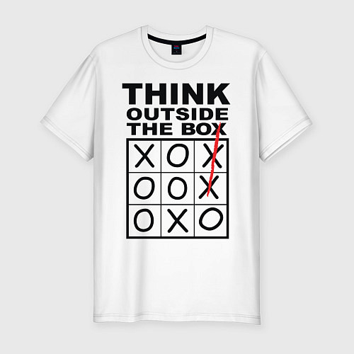 Мужская slim-футболка THINK OUTSIDE THE BOX / Белый – фото 1