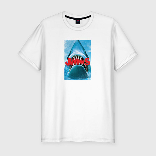 Мужская slim-футболка Jaws classic / Белый – фото 1