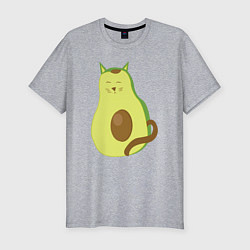 Мужская slim-футболка Кошка Авокадка