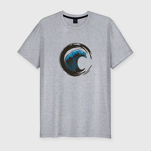 Мужская slim-футболка Enso Great Wave off Kanagawa / Меланж – фото 1