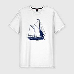 Мужская slim-футболка Корабль
