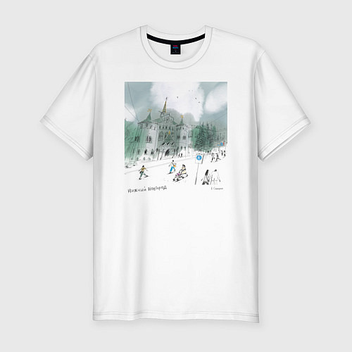 Мужская slim-футболка Банк, Нижний Новгород / Белый – фото 1