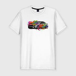 Мужская slim-футболка Автомобиль бмв