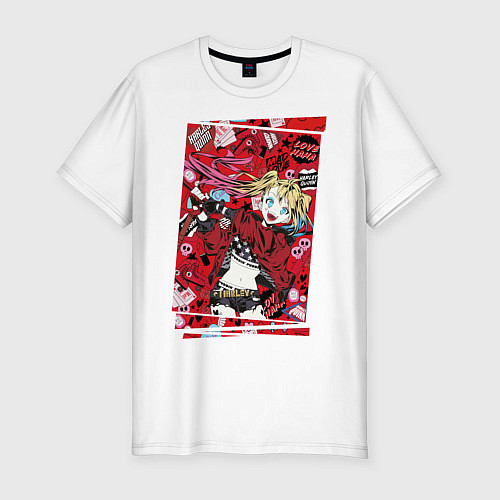 Мужская slim-футболка Crazy Anime Harley Quinn / Белый – фото 1