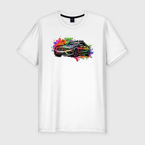 Мужская slim-футболка Красивая машина / Белый – фото 1