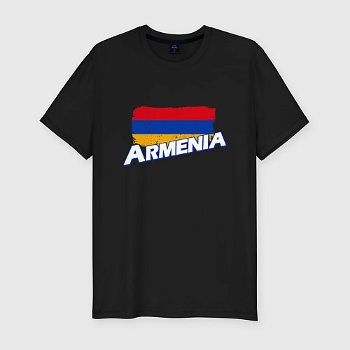 Мужская slim-футболка Armenia Flag / Черный – фото 1