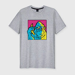 Футболка slim-fit Злая горилла с бананом, цвет: меланж