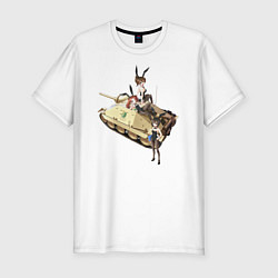 Мужская slim-футболка Хетцер, Девушки и танки
