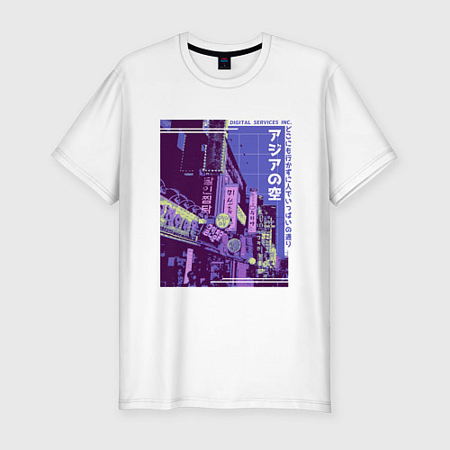 Мужская slim-футболка Neon Asian Street Vaporwave / Белый – фото 1