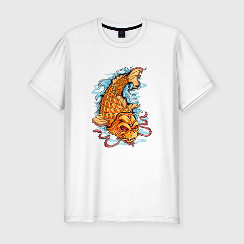 Мужская slim-футболка Рыбка Кои / Белый – фото 1