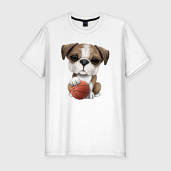 Мужская slim-футболка Бульдог - Баскетбол